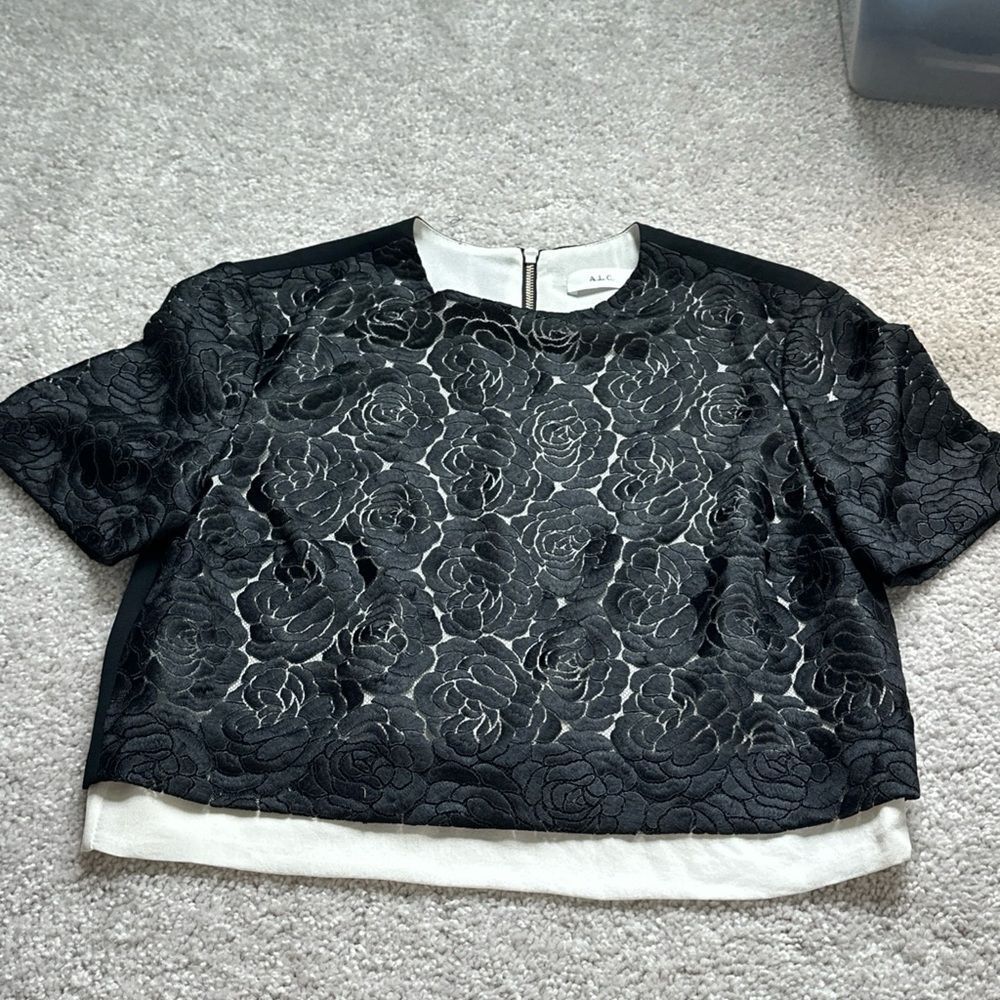 A.L.C. ALC Thompson Black Lace Overlay Pencil Skirt & Top Set Womans Sz 2 - Picture 14 of 16